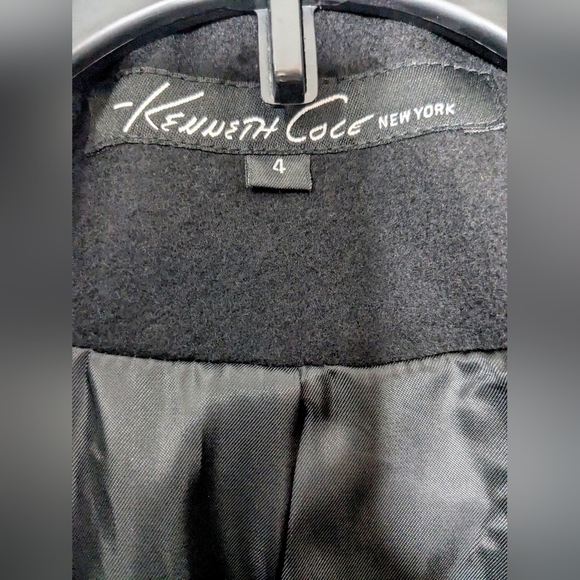 Stunning Kenneth Cole NY Black Stand Collar Wool Blend Walker Coat - Picture 6 of 11